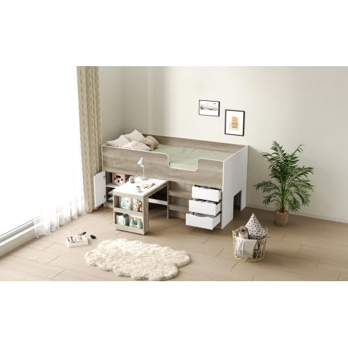 Amazon.co.jp: システムベッド ロフトベッド 階段付き S 木製 高さ